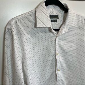 Black Label Ruffini Italy Shirt Slim Fit Long Sleeve Button Up White w/Gray Dots